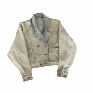 SANDRO ACID WASH STRUCTURED CROPPED DENIM JACKET